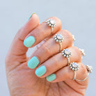 Moonstone Flower Ring, Modern Silver Ring