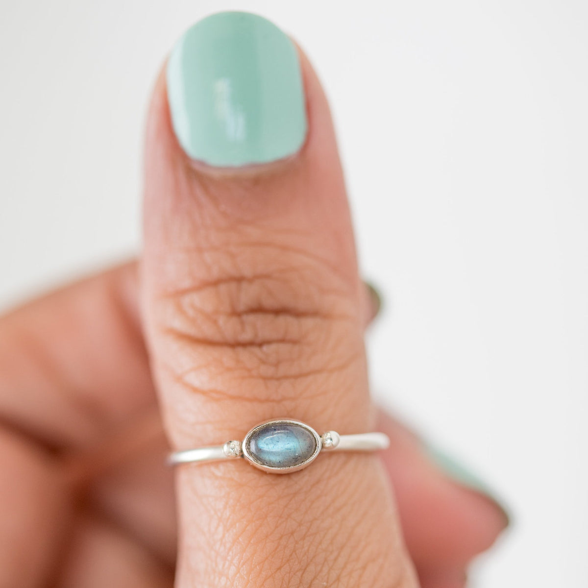 Tiny Labradorite Ring, Everyday Stack Ring