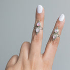 Teardrop Stone Ring, Pink Moonstone Ring