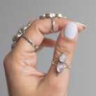 Teardrop Stone Ring, Pink Moonstone Ring