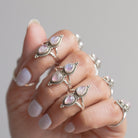 Teardrop Stone Ring, Pink Moonstone Ring
