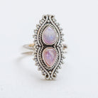 Pink Moonstone Ring, Boho Cocktail Ring