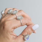 Blue Moonstone Ring, Teardrop Stone Ring