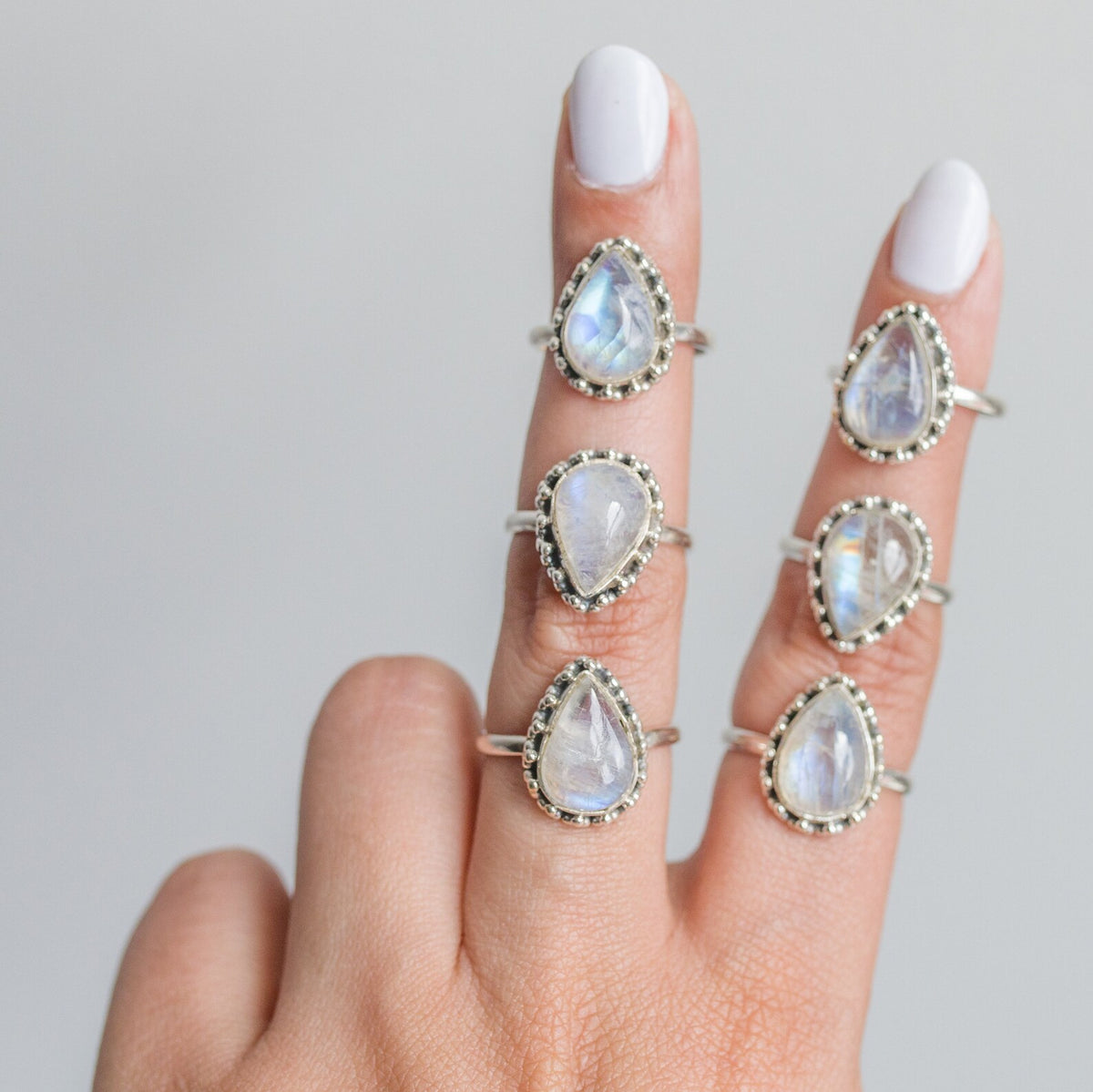 Blue Moonstone Ring, Teardrop Stone Ring