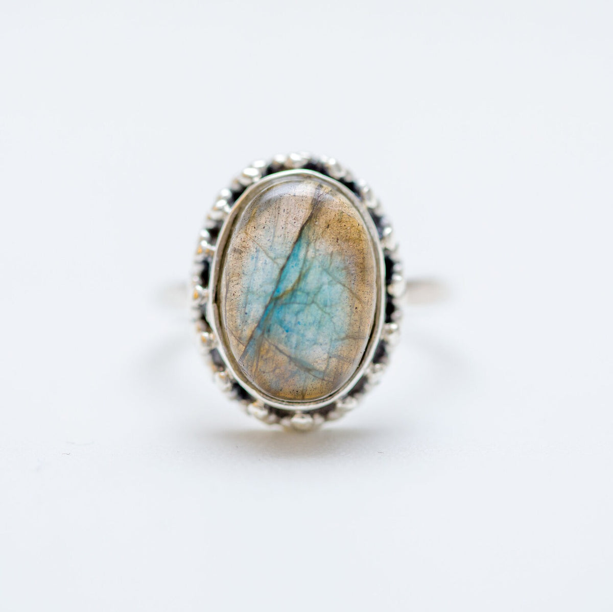 Oval Labradorite Ring, Galaxy Ring