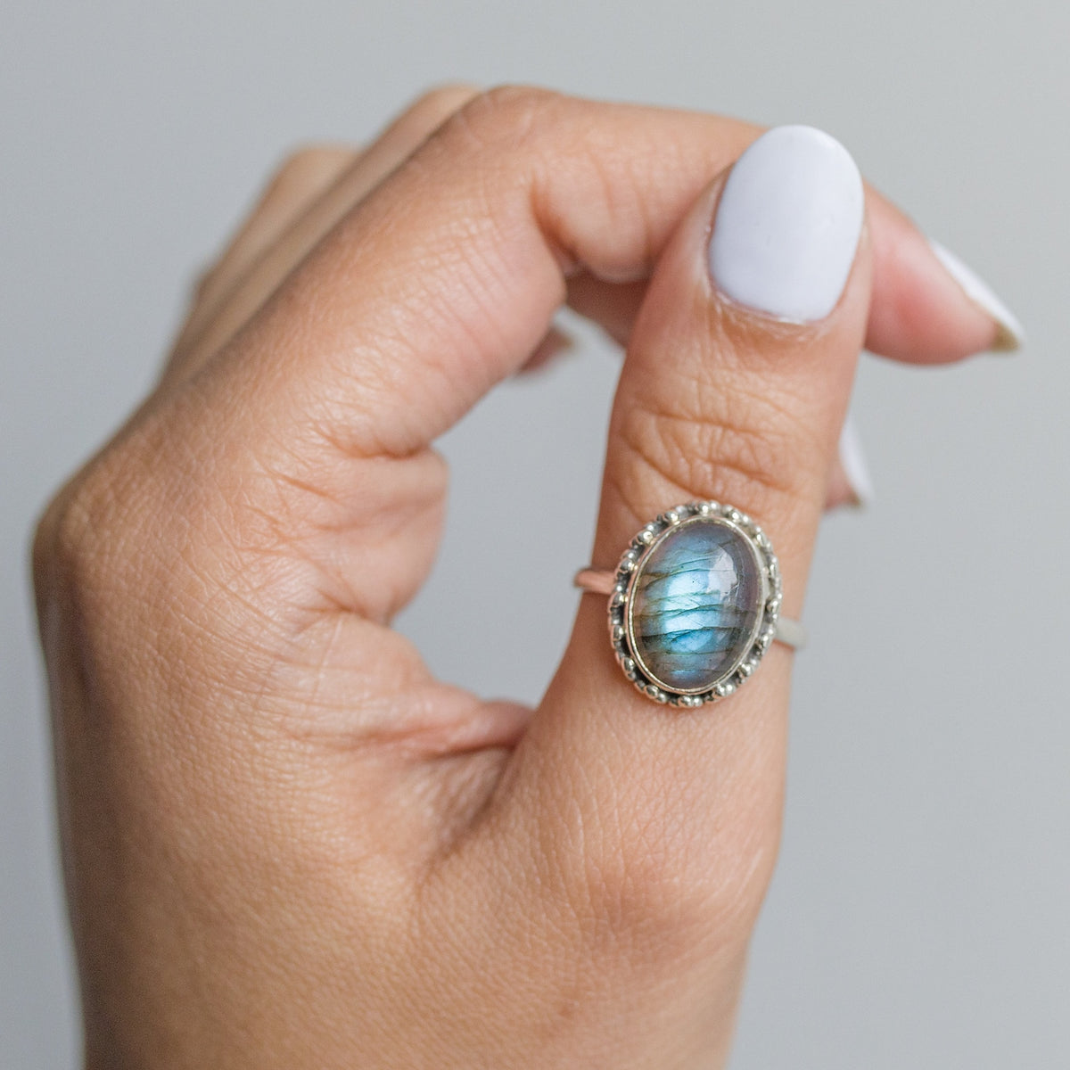Oval Labradorite Ring, Galaxy Ring