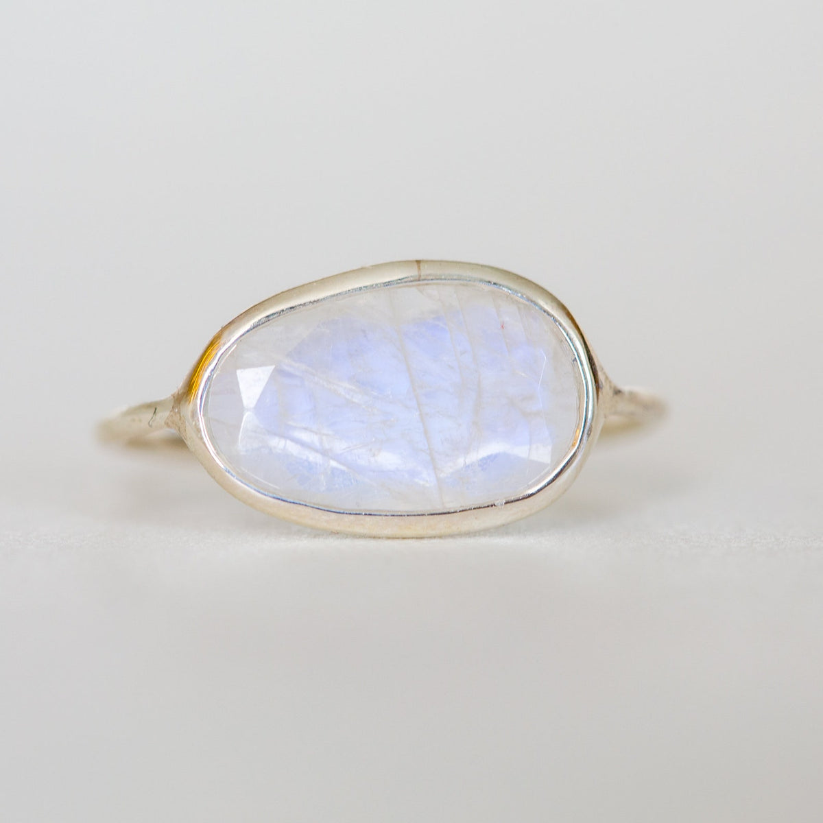 Faceted Moonstone Delicate Silver Ring, June Birthstone Ring