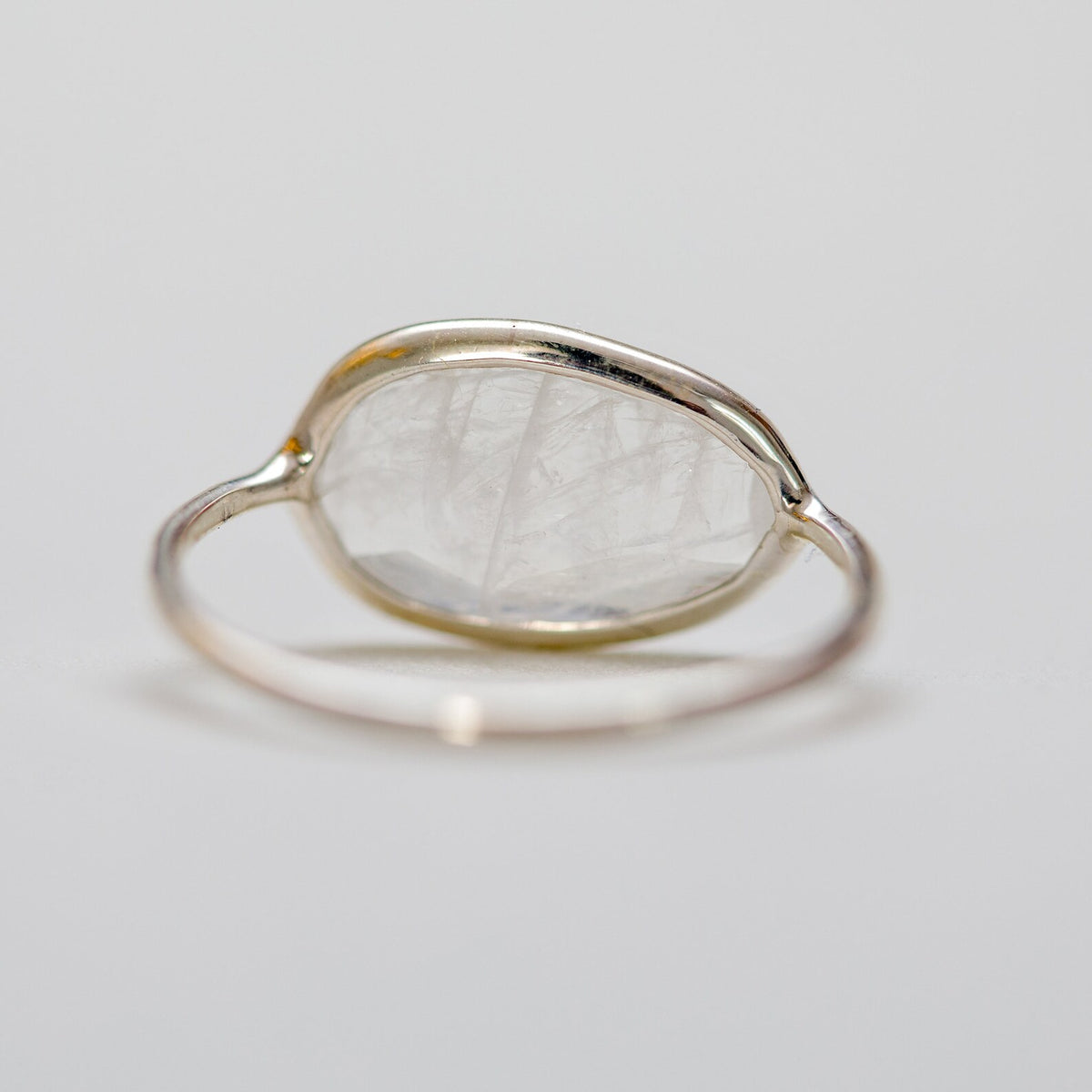 Faceted Moonstone Delicate Silver Ring, June Birthstone Ring