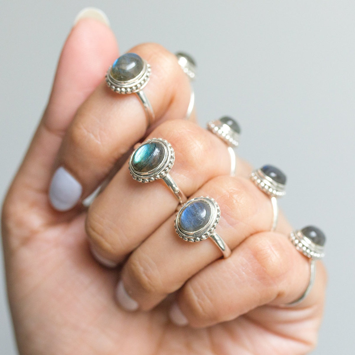 Oval Labradorite Ring, Bohemian Silver Ring