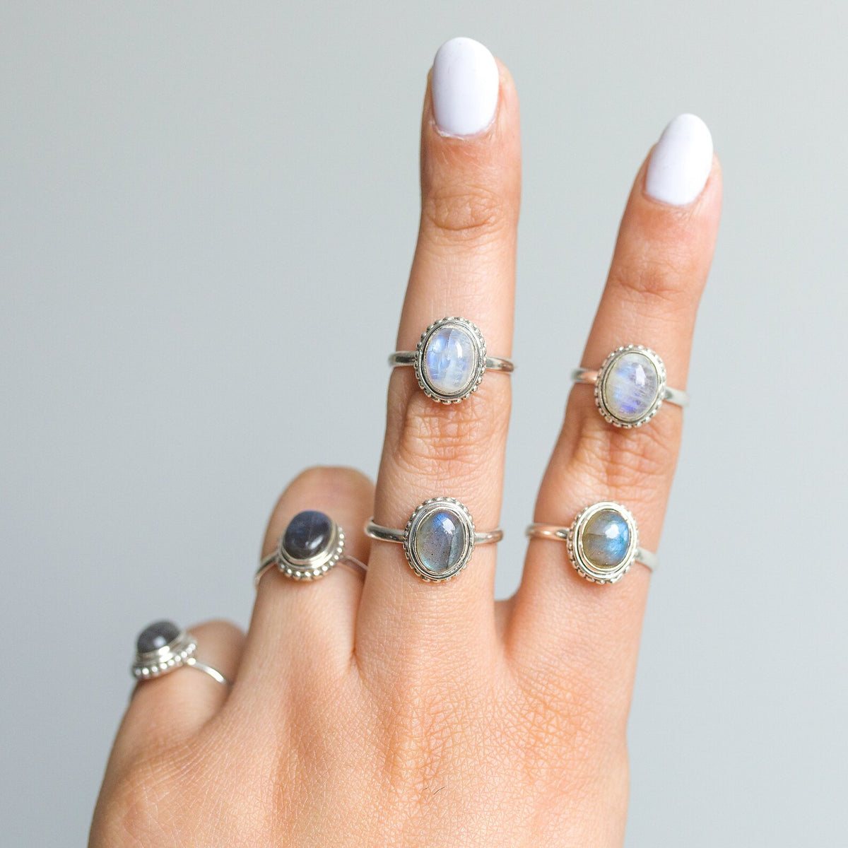 Oval Labradorite Ring, Bohemian Silver Ring