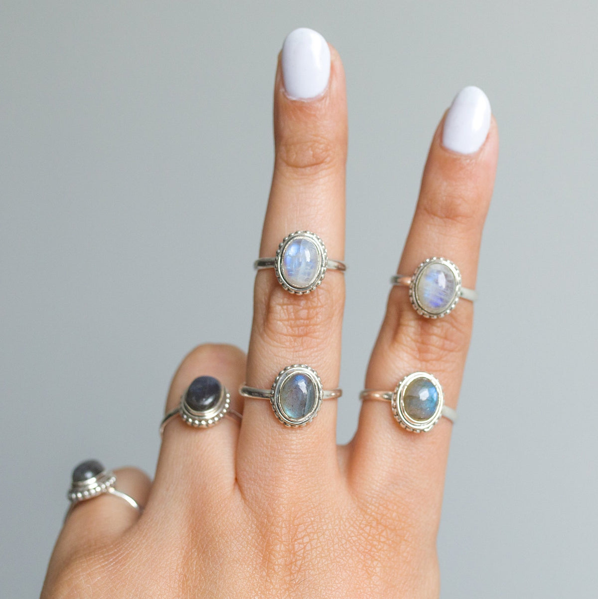 Oval Labradorite Ring, Bohemian Silver Ring