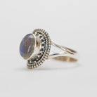 Oval Labradorite Ring, Silver Statement Ring