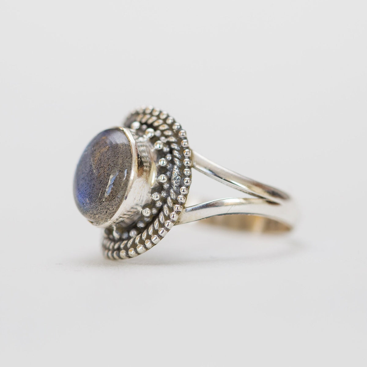 Oval Labradorite Ring, Silver Statement Ring
