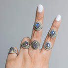 Oval Labradorite Ring, Silver Statement Ring