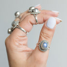 Oval Labradorite Ring, Silver Statement Ring