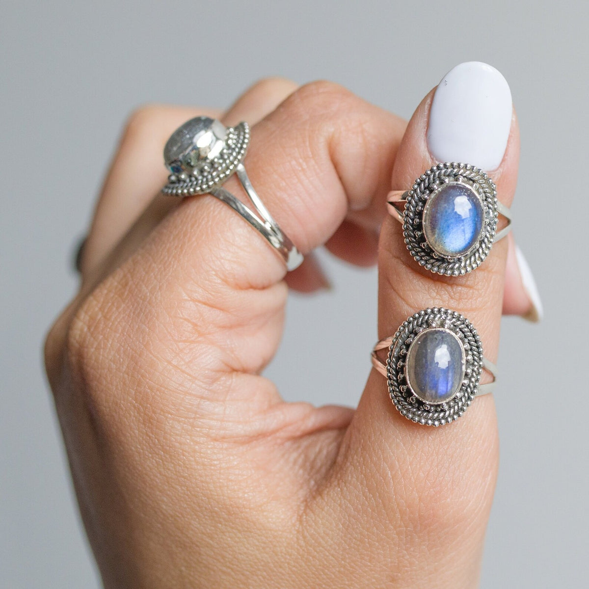 Oval Labradorite Ring, Silver Statement Ring