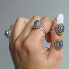 Oval Labradorite Ring, Silver Statement Ring