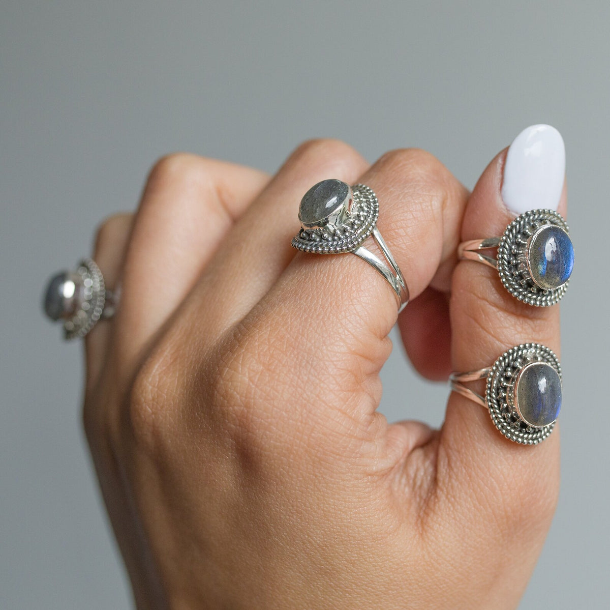 Oval Labradorite Ring, Silver Statement Ring