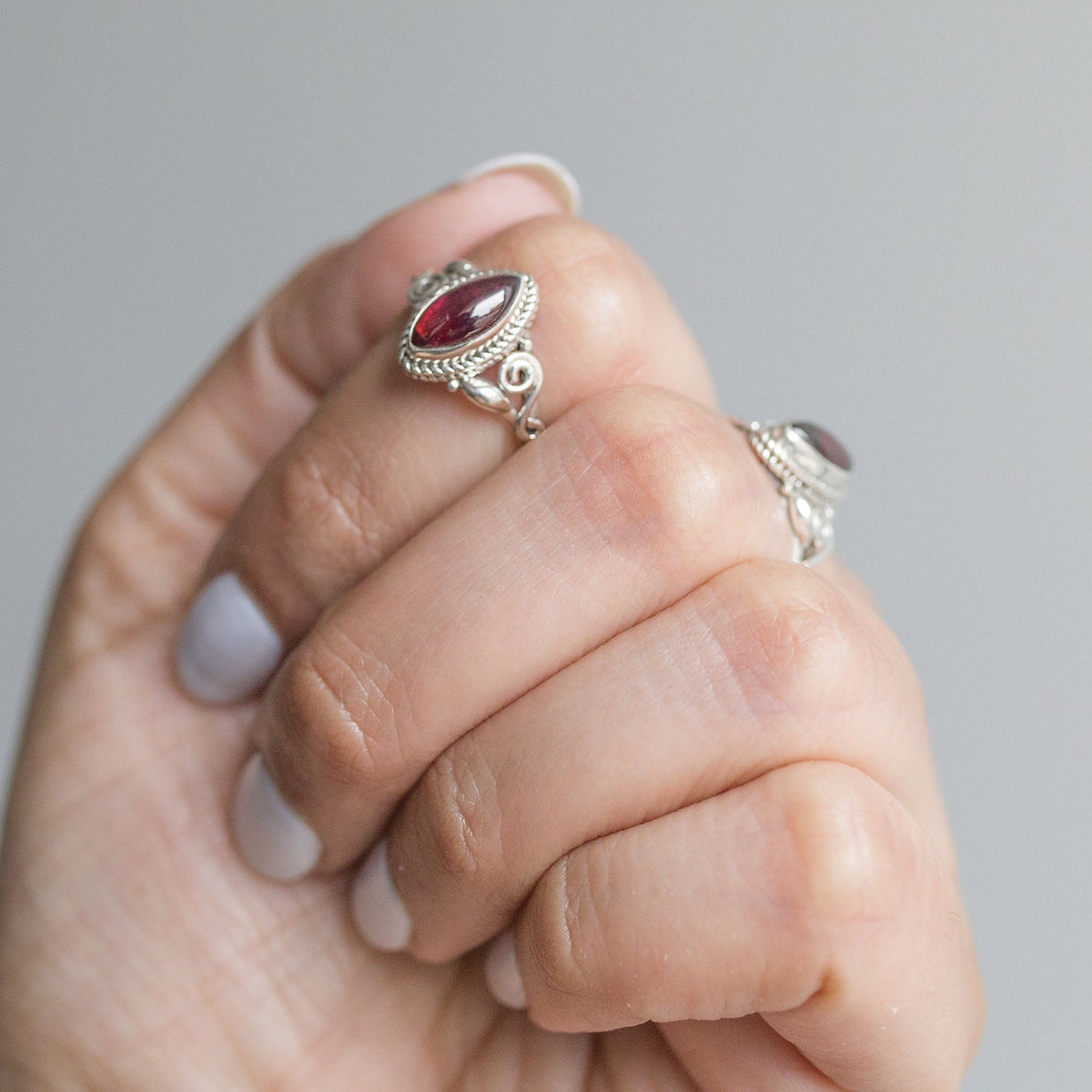 Marquise Garnet Ring, Red Garnet Ring