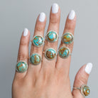 Copper Turquoise Ring, Round Turquoise Ring