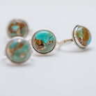 Copper Turquoise Ring, Round Turquoise Ring