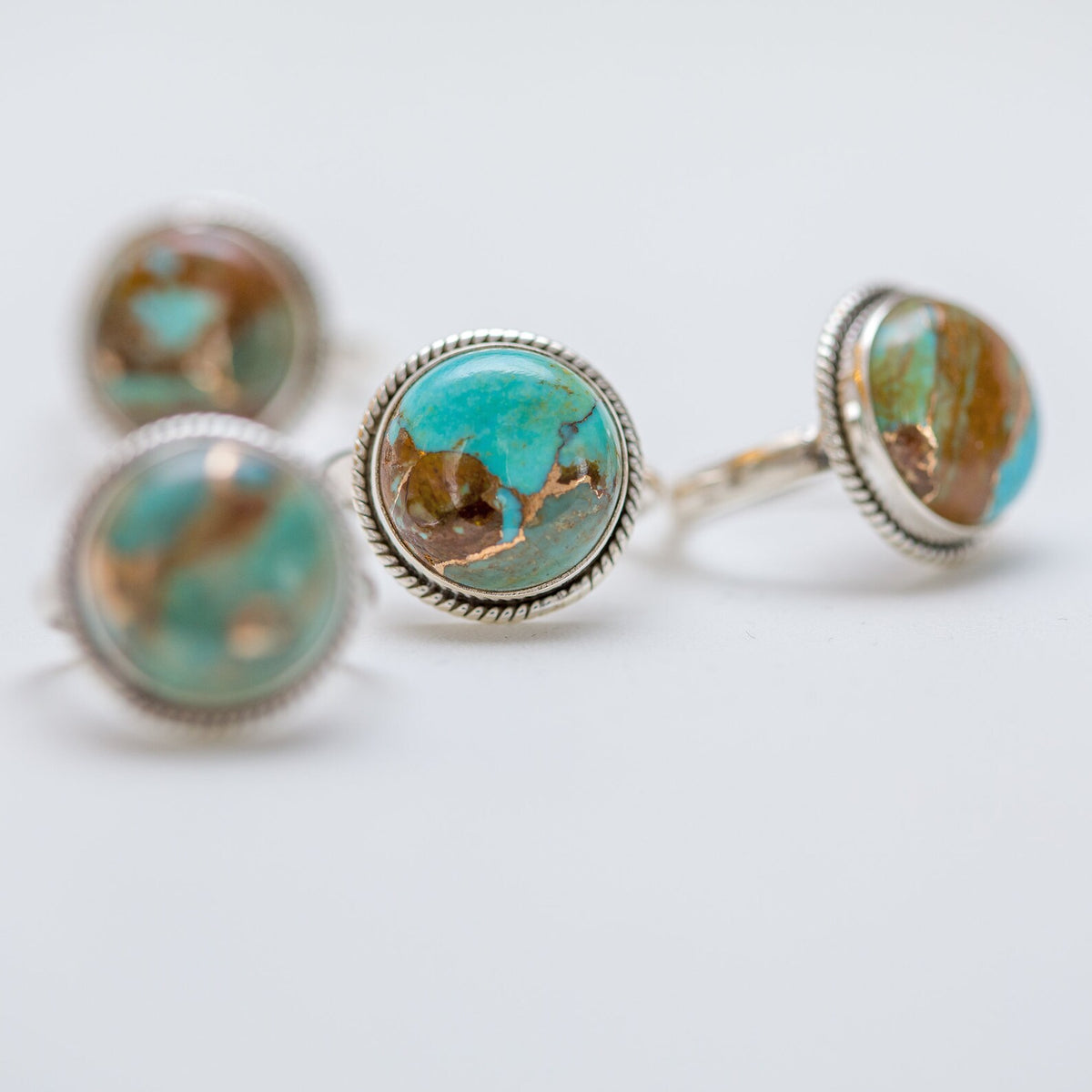 Copper Turquoise Ring, Round Turquoise Ring