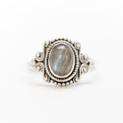 Oval Labradorite Ring, Boho Silver Ring