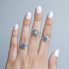 Oval Labradorite Ring, Boho Silver Ring