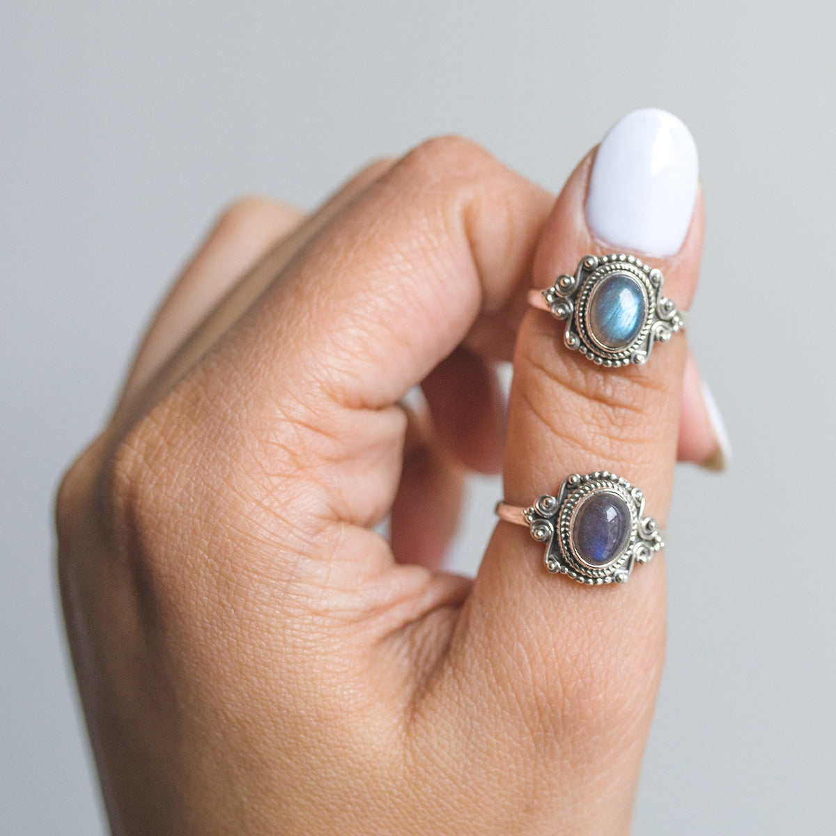 Oval Labradorite Ring, Boho Silver Ring