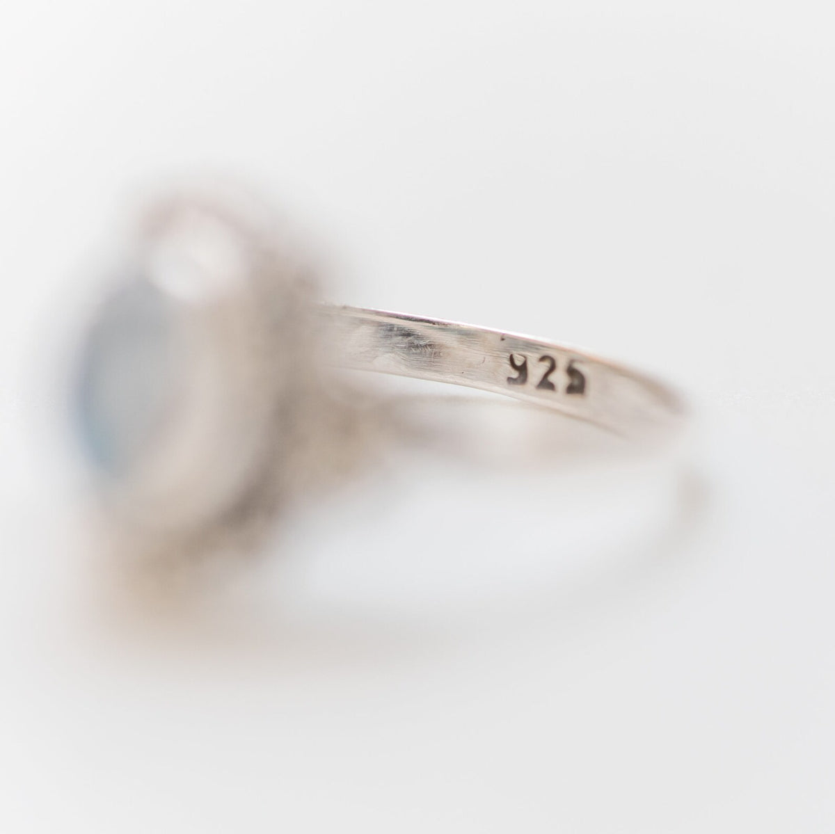 Oval Moonstone Ring, Boho Silver Ring