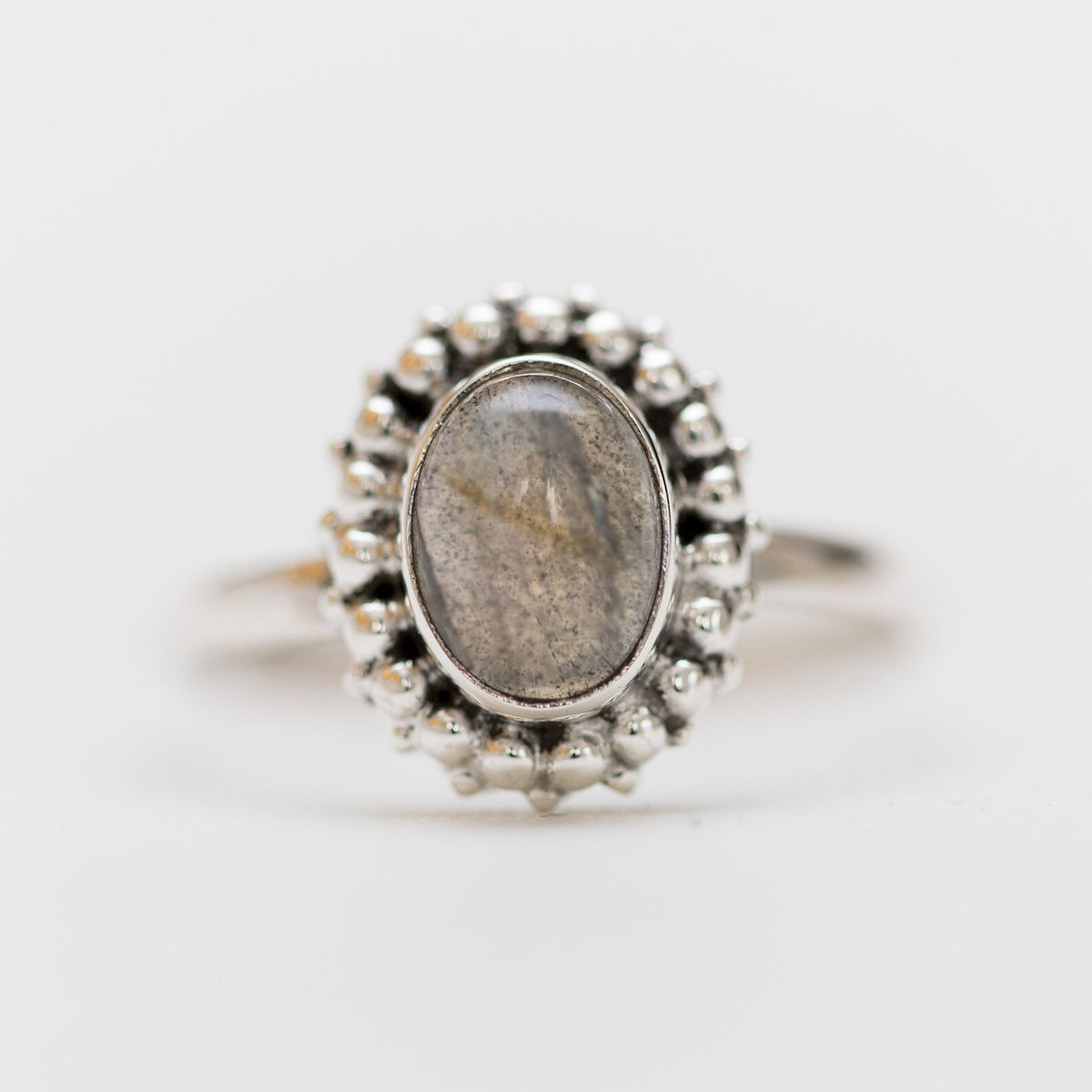 Oval Labradorite Ring, Thin Minimalist Ring