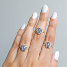 Oval Labradorite Ring, Thin Minimalist Ring