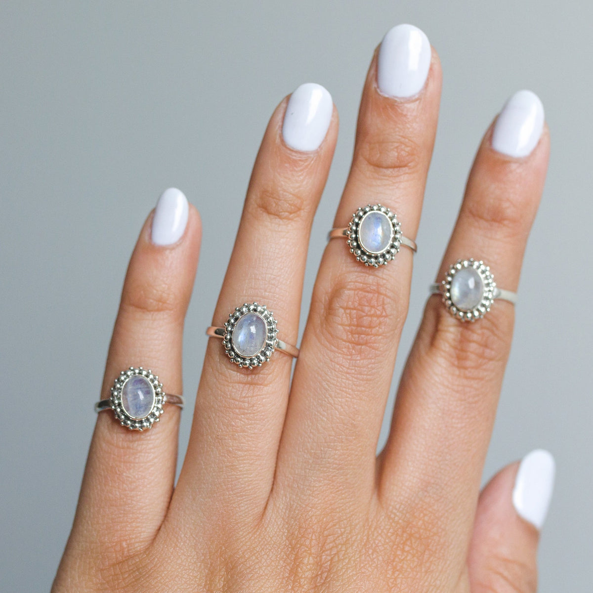 Oval Moonstone Ring, Ethnic Fusion Ring