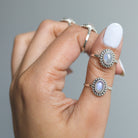 Oval Moonstone Ring, Ethnic Fusion Ring