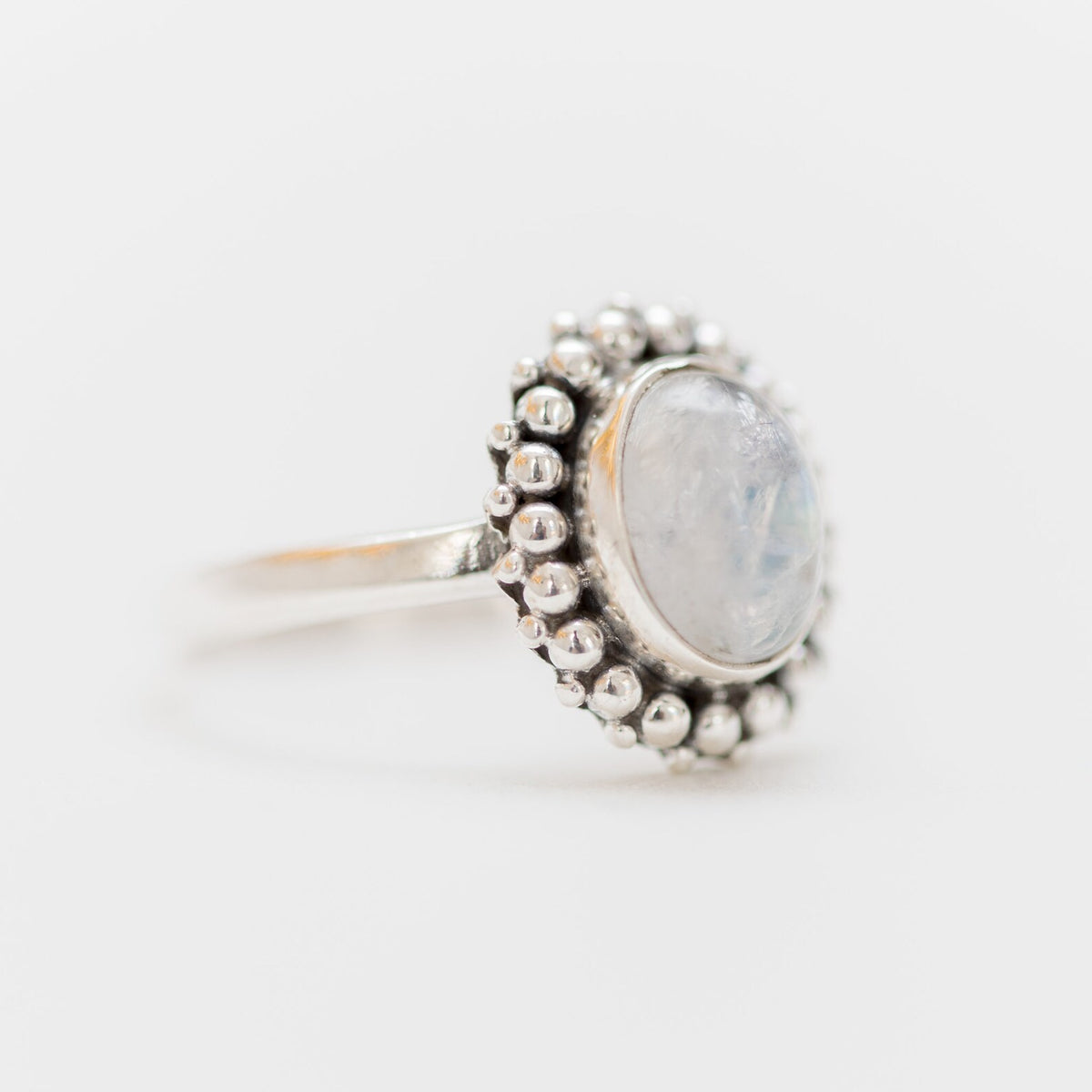 Oval Moonstone Ring, Ethnic Fusion Ring