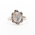 Oval Labradorite Ring, Tibetan Silver Ring