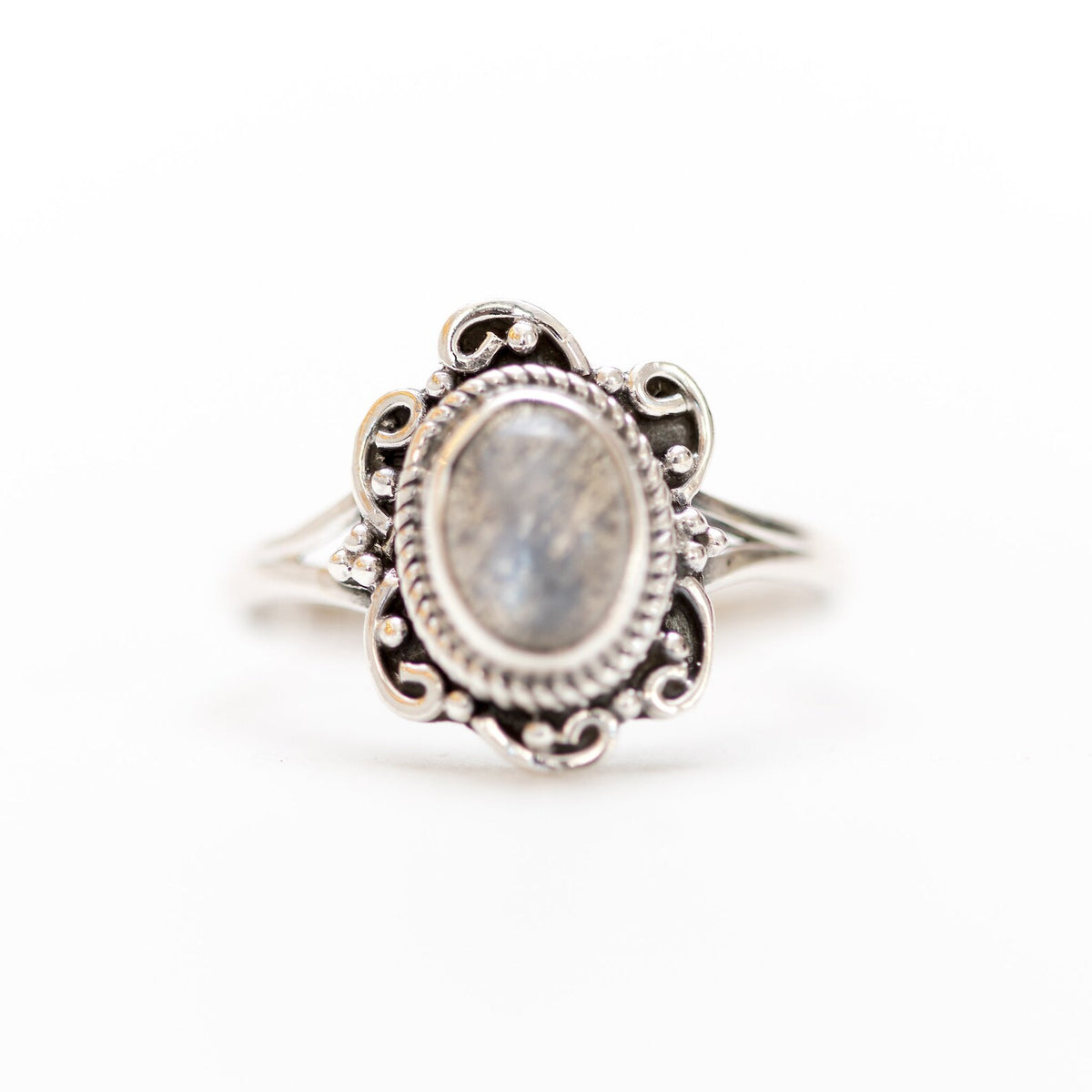 Oval Labradorite Ring, Tibetan Silver Ring