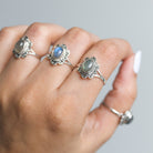 Oval Labradorite Ring, Tibetan Silver Ring