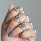 Oval Labradorite Ring, Boho Hippie Ring