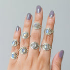 Bohemian Silver Ring, Moonstone Statement June Birthstone Ring