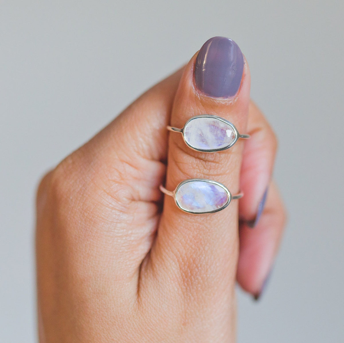 Faceted Moonstone Delicate Silver Ring, June Birthstone Ring