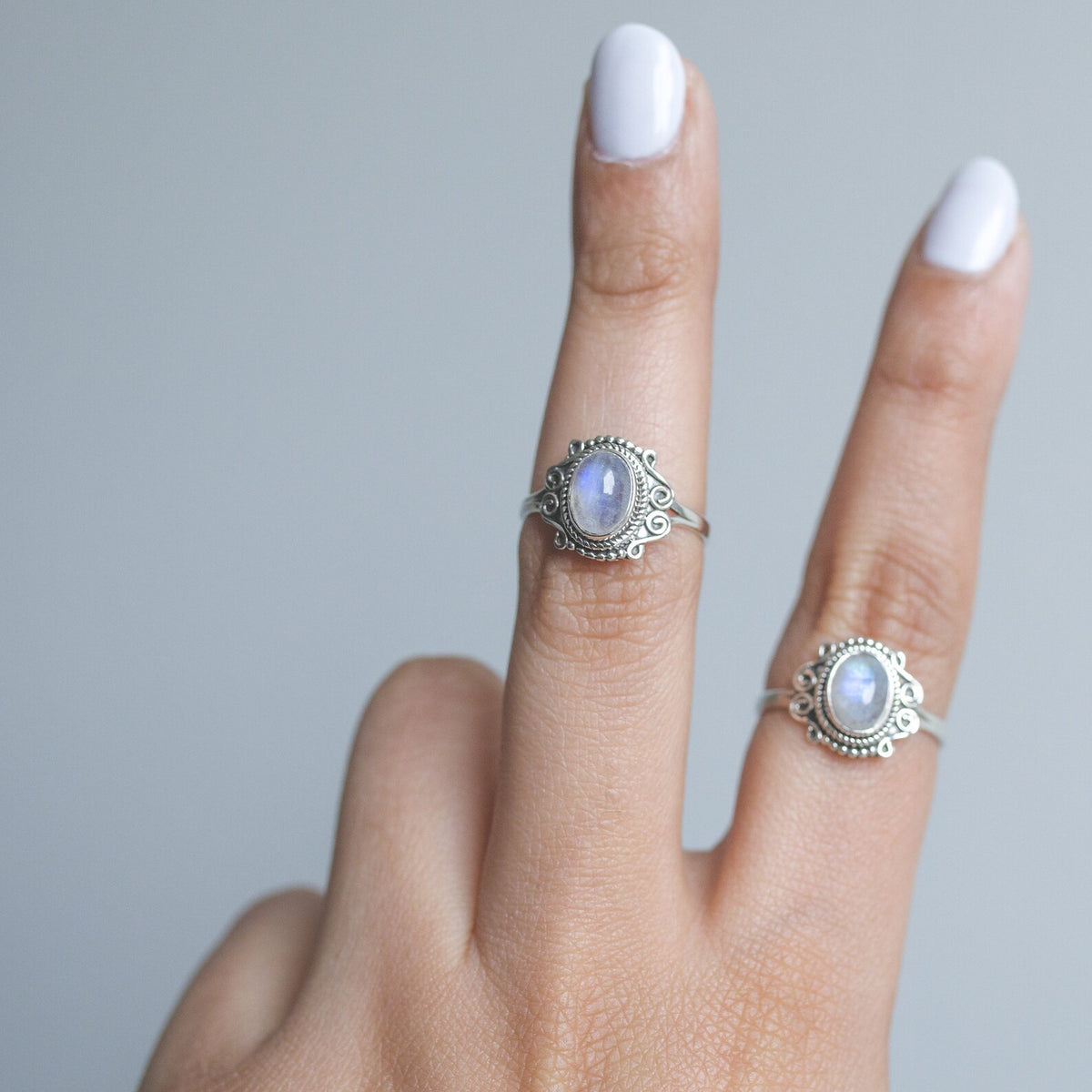 Rainbow Moonstone Ring, Cute Bohemian Ring