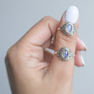 Rainbow Moonstone Ring, Cute Bohemian Ring