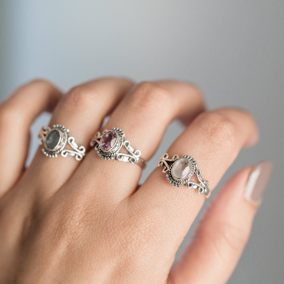 Faceted Amethyst Ring, Purple Stone Ring