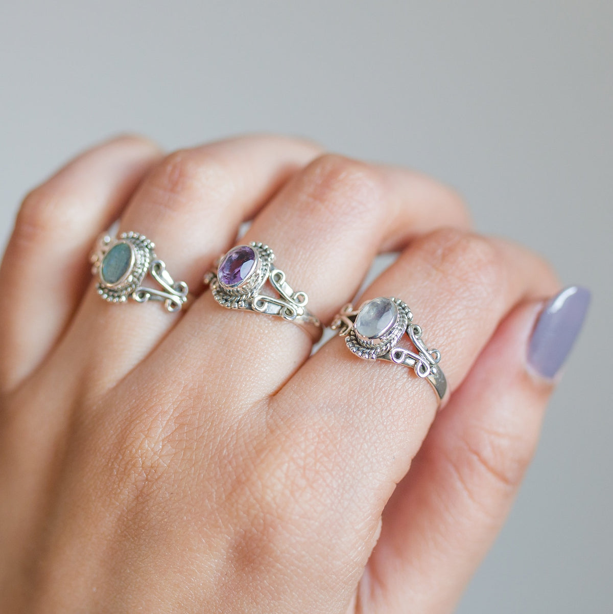 Faceted Amethyst Ring, Purple Stone Ring