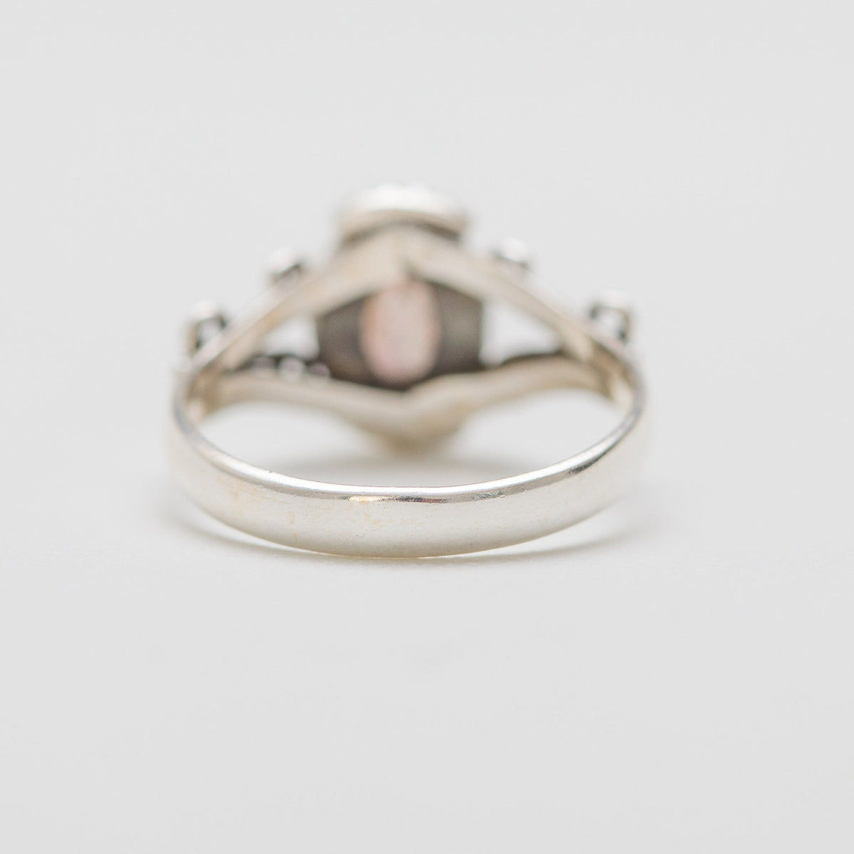 Blue Moonstone Silver Stamped Ring - Faceted Stone Ring