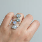 Adjustable Silver and Blue Moonstone Ring