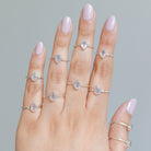 Natural Rose Quartz Ring, Teardrop Stone Ring in Sterling Silver