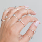Natural Rose Quartz Ring, Teardrop Stone Ring in Sterling Silver