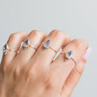 Pear Rose Quartz Silver Ring - Crystal Quartz Ring